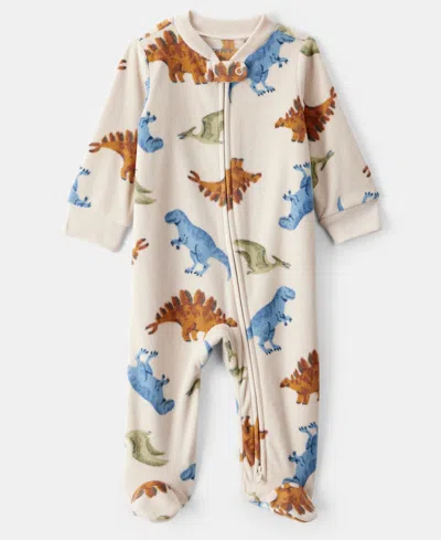 Carter's Baby Boys Dinosaur Zip-up Sleep And Play Coverall In Neutral