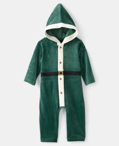 Carter's Baby Boys Elf Style Hooded Jumpsuit In Green