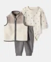 Carter's Baby Boys Faux-sherpa Vest, Bodysuit & Pants, 3 Piece Set In White