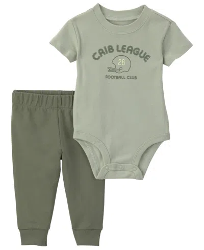 Carter's Baby Boys' Football Club Bodysuit And Pant, 2-piece Set In Green