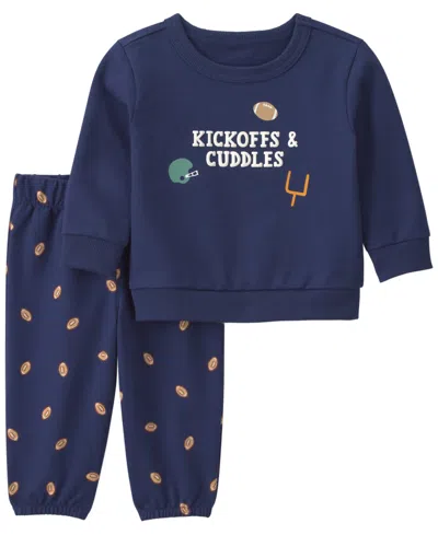 Carter's Baby Boys' Football Graphic French Terry Sweatshirt And Football Print Pants, 2-piece Set In Multi