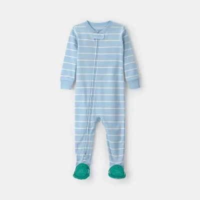 Carter's Baby Boys Footed Round Neck Long Sleeve One Piece Pajama In Blue