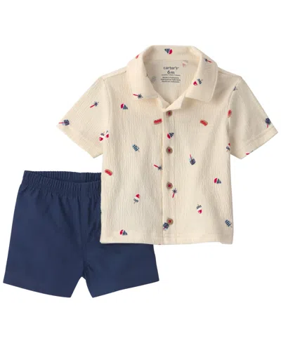 Carter's Baby Boys' Fourth Of July Top And Shorts, 2-piece Set In Multi