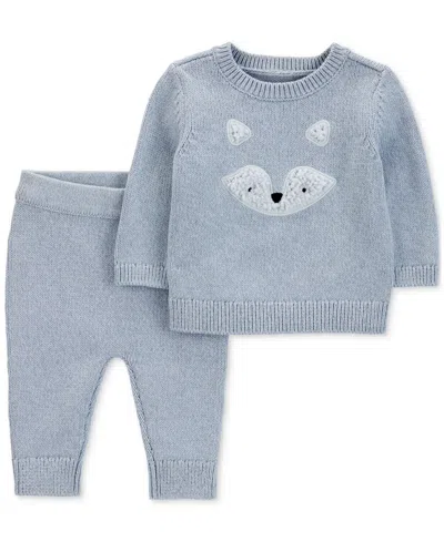 Carter's Baby Boys Fox Cotton Sweater & Knit Joggers Set In Blue