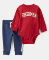 Carter's Baby Boys Freshman Long-sleeve Bodysuit & Pull-on Pants, 2 Piece Set In Red