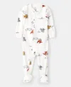 Carter's Baby Boys Helicopter-print Loose-fit Long-sleeve 2-way-zip 1-piece Footed Pajamas In White