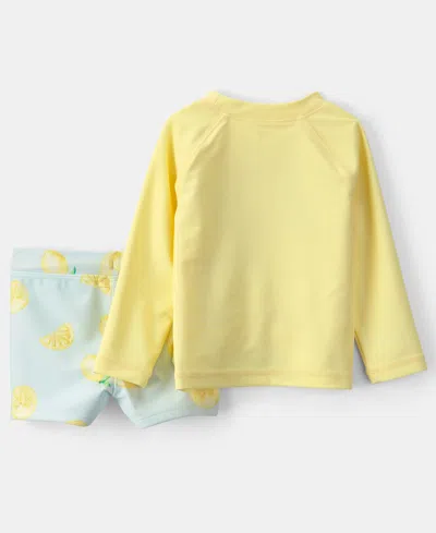 Carter's Baby Boys' Lemon Rashguard And Swim Bottoms, 2-piece Set In Yellow