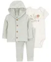 Carter's Baby Boys Little Character Set Hooded Cardigan, Lion Bodysuit & Pants, 3 Piece Set