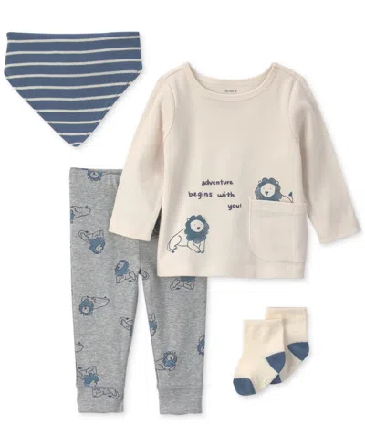 Carter's Baby Boys' Long-sleeve Top And Pant 4-piece Set In Multi