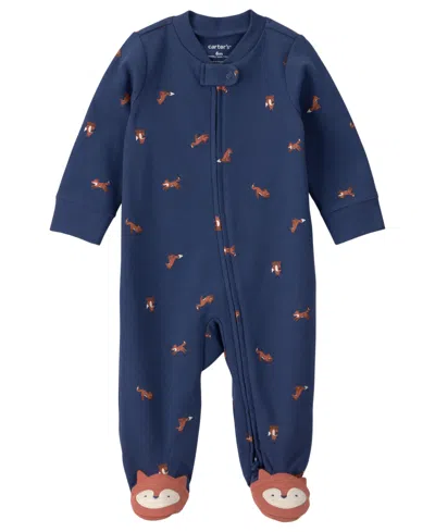 Carter's Baby Boys' Milk And Cookies Cotton 2-way Zip Sleep & Play In Blue