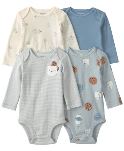 Carter's Baby Boys' Milk & Cookies Round Neck Bodysuits, 4-pack In Multi