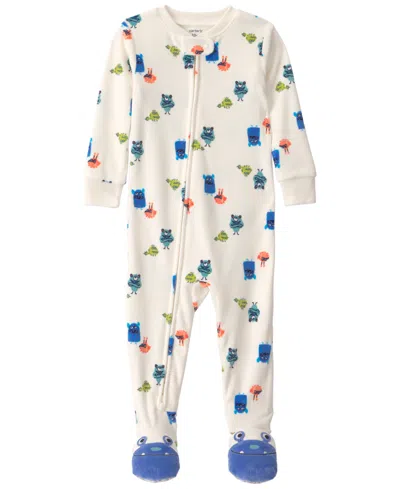 Carter's Carters Baby Boys' Monster 2-way Zip Dream Plush Snug-fit Footed Pajama In White