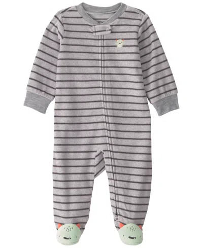 Carter's Baby Boys' Monster Striped Fleece 2-way Zip Sleep & Play In Brown