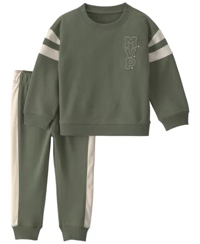 Carter's Baby Boys' Mvp French Terry Sweatshirt And Jogger Pants, 2-piece Set In Green