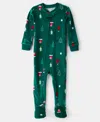 Carter's Baby Boys Or Baby Girls Christmas Tree Print Velour, 1-piece Pajamas In Green