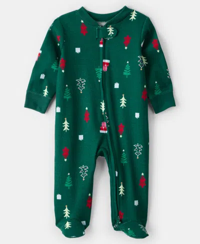 Carter's Baby Boys Or Baby Girls Christmas Tree Print Zip-up Sleep And Play Coverall In Multi