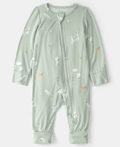 Carter's Baby Boys' Or Baby Girls' Easter Bunny Print 2-way Zip Sleep And Play Pajama In Green