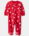 Carter's Baby Boys Or Baby Girls Heart Print Snug Fit Sleep And Play Pajama In Red