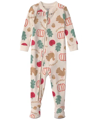 Carter's Baby Boys' Or Baby Girls' Holiday 2-way Zip Snug-fit 1-piece Footed Pajamas In Multi