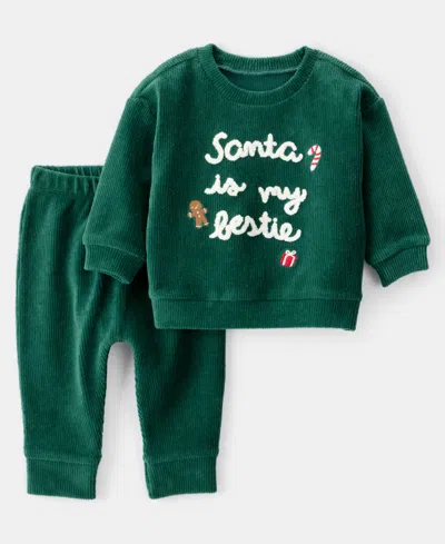 Carter's Baby Boys Or Baby Girls Long Sleeve T-shirt And Pants, 2-piece Set In Green