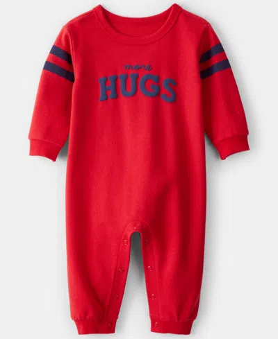 Carter's Baby Boys Or Baby Girls More Hugs Round Neck Jumpsuit In Red