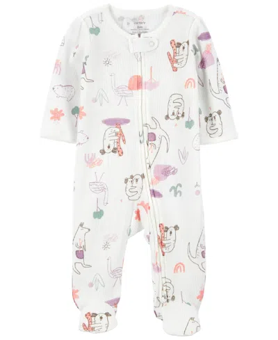 Carter's Baby Boys Or Baby Girls Printed 2-way Zip Up Cotton Blend Sleep And Play In White Koala