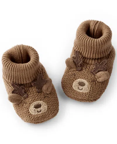 Carter's Baby Boys Or Baby Girls Reindeer Crochet Booties In Brown