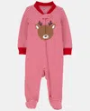 Carter's Baby Boys Or Baby Girls Reindeer Zip-up Sleep And Play Pajamas In Red