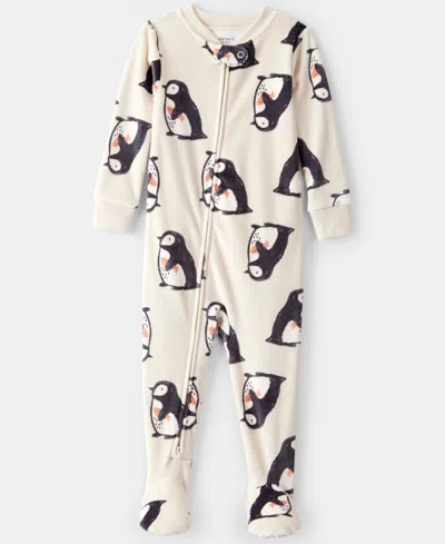 Carter's Baby Boys Penguin Print Footed Long-sleeve Bodysuit In White