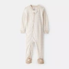 Carter's Baby Boys Rib Round Neck Long Sleeve Footed Pajamas In White