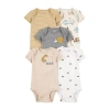 Carter's Baby Boys Round Neck Short Sleeve Rib 5-pc. Bodysuit In Animal Print
