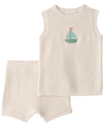 Carter's Baby Boys' Sailboat Print Crochet Crewneck Top & Shorts, 2-piece Set In Pink