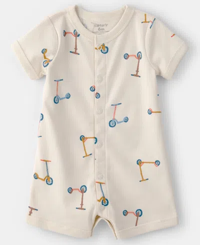 Carter's Baby Boys' Scooter Print Short-sleeve Romper In Neutral