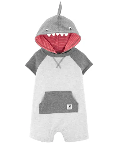 Carter's Baby Boys Shark Short Sleeves Romper In Gray