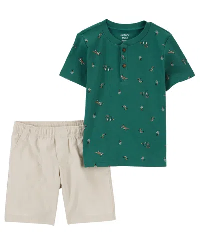 Carter's Baby Boys Shirt And Shorts, 2 Piece Set In Green