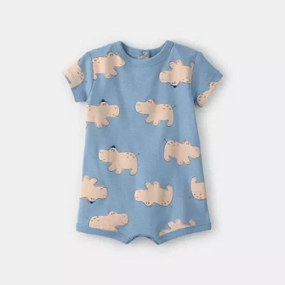 Carter's Baby Boys Short Sleeve Animal Romper In Blue
