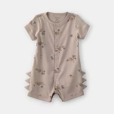 Carter's Baby Boys Short Sleeve Animal Romper In Brown