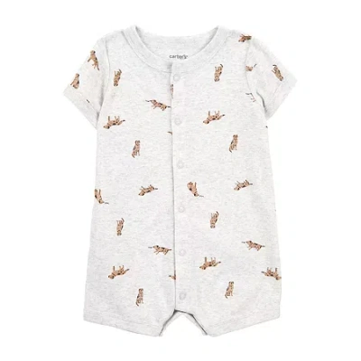 Carter's Baby Boys Short Sleeve Animal Romper In White