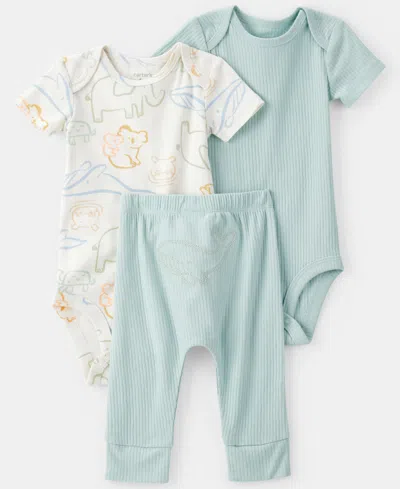 Carter's Baby Boys' Short-sleeve Bodysuits And Pants, 3-piece Set In Multi