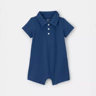 Carter's Baby Boys Short Sleeve Romper In Blue