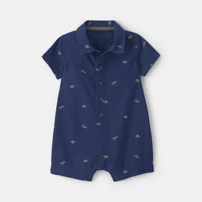 Carter's Baby Boys Short Sleeve Romper In Blue
