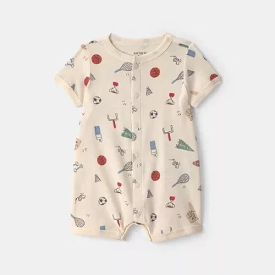 Carter's Baby Boys Short Sleeve Romper In Brown