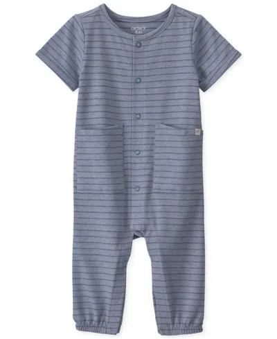Carter's Baby Boys' Short-sleeve Jumpsuit In Gray
