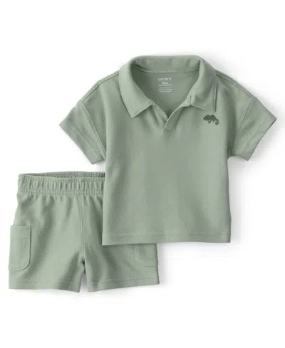 Carter's Baby Boys' Short-sleeve Top & Shorts, 2-piece Set In Green