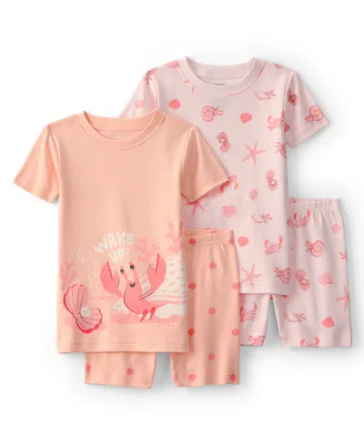 Carter's Baby Boys' Short-sleeve T-shirt And Shorts Sleep & Play, 4-piece Set In Multi