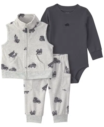 Carter's Baby Boys' Sleeveless Layering Vest, Bodysuit And Pants, 3-piece Set In Black