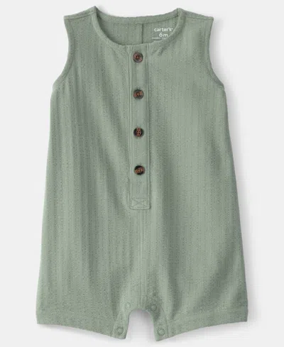 Carter's Baby Boys' Solid Sleeveless Romper In Green