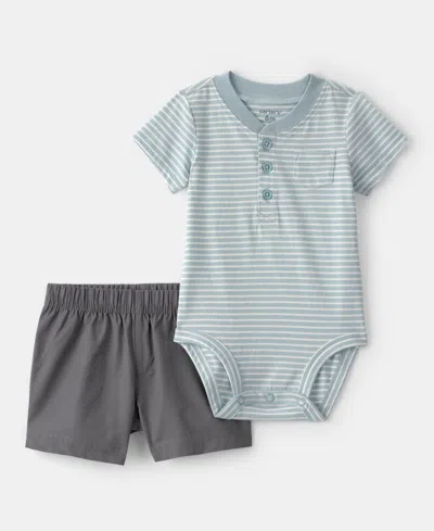 Carter's Baby Boys Striped Bodysuit And Shorts, 2-piece Set In Multi