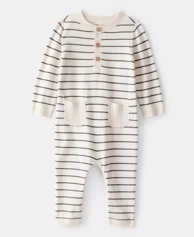 Carter's Baby Boys Striped Cotton Long-sleeve Jumpsuit In Multi