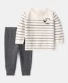 Carter's Baby Boys Striped Sheep Long-sleeve Sweater & Jogger Pants, 2 Piece Set In Multi